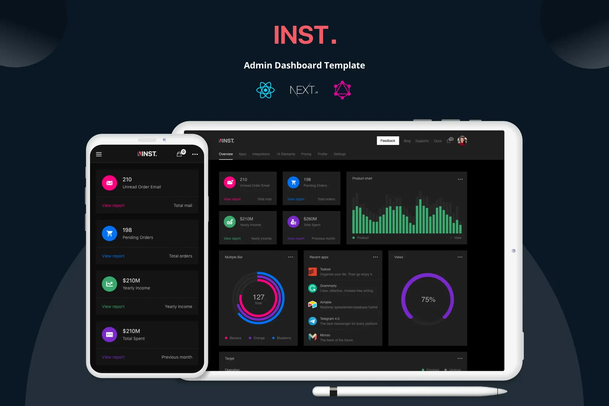 Inst - React Admin Template with GraphQL