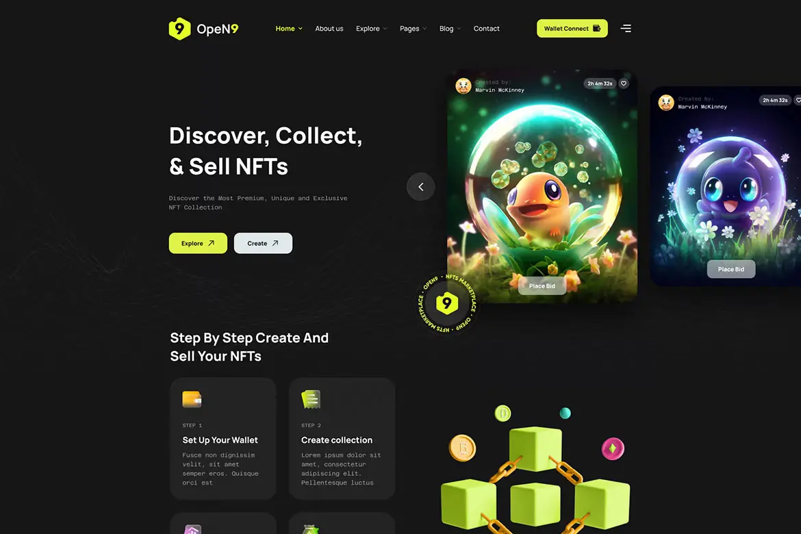 Open9 | NFT Marketplace HTML Template